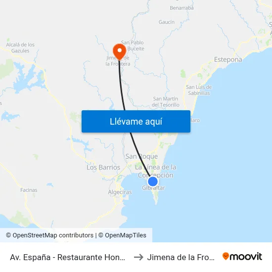 Av. España - Restaurante Hong Kong to Jimena de la Frontera map