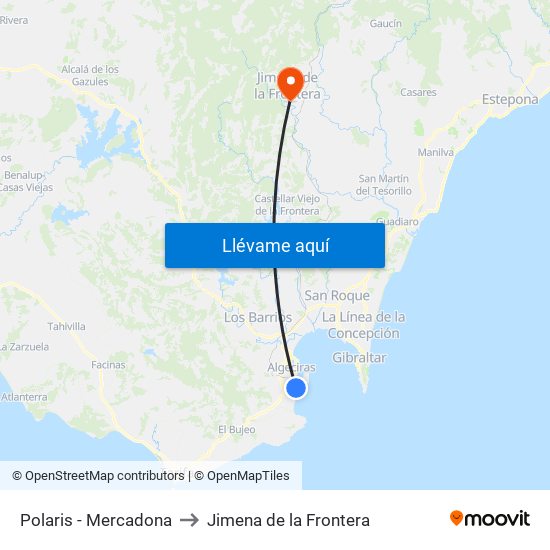 Polaris - Mercadona to Jimena de la Frontera map