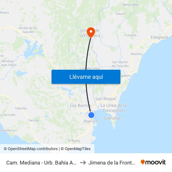 Cam. Mediana - Urb. Bahía Azul to Jimena de la Frontera map