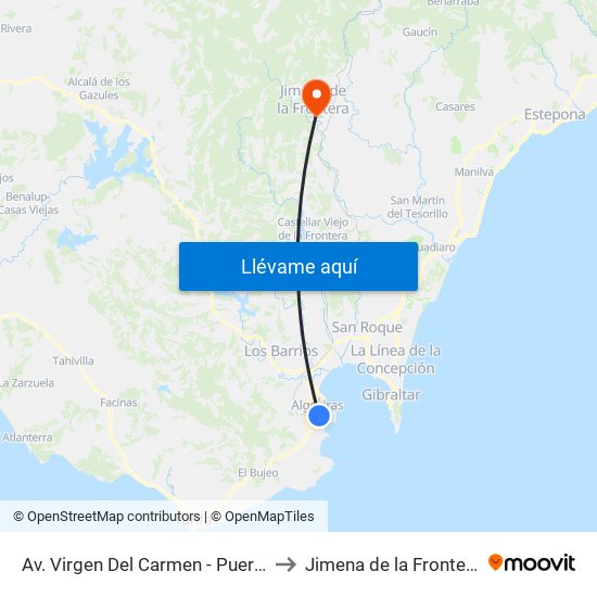 Av. Virgen Del Carmen - Puerto to Jimena de la Frontera map