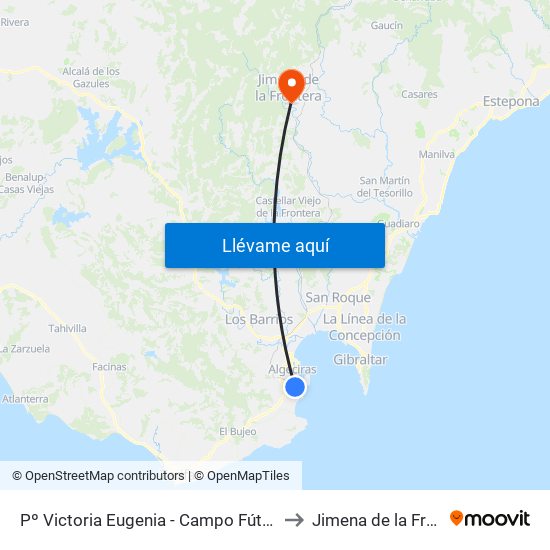Pº Victoria Eugenia - Campo Fútbol Elcano to Jimena de la Frontera map