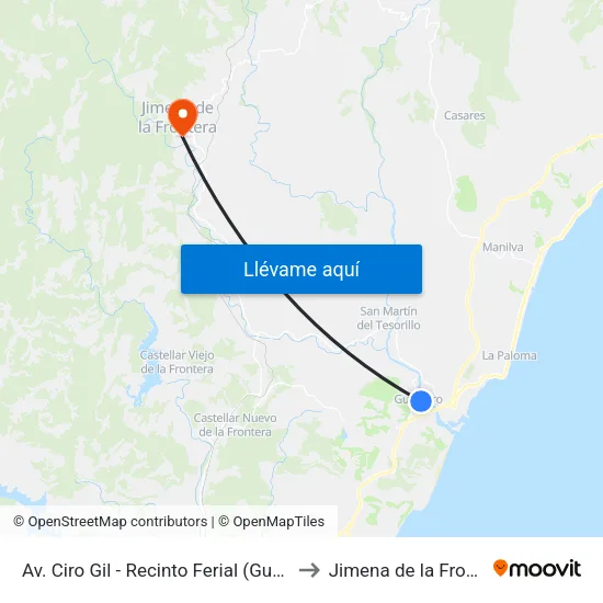 Av. Ciro Gil - Recinto Ferial (Guadiaro) to Jimena de la Frontera map