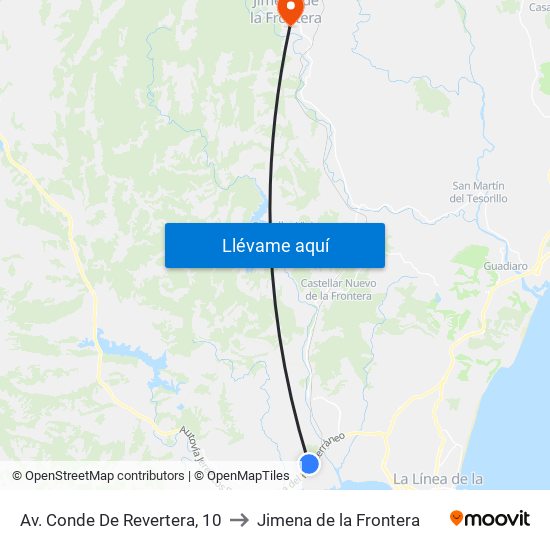 Av. Conde De Revertera, 10 to Jimena de la Frontera map
