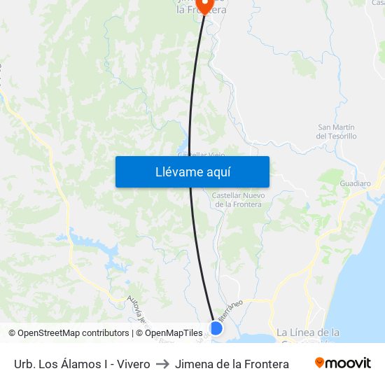 Urb. Los Álamos I - Vivero to Jimena de la Frontera map