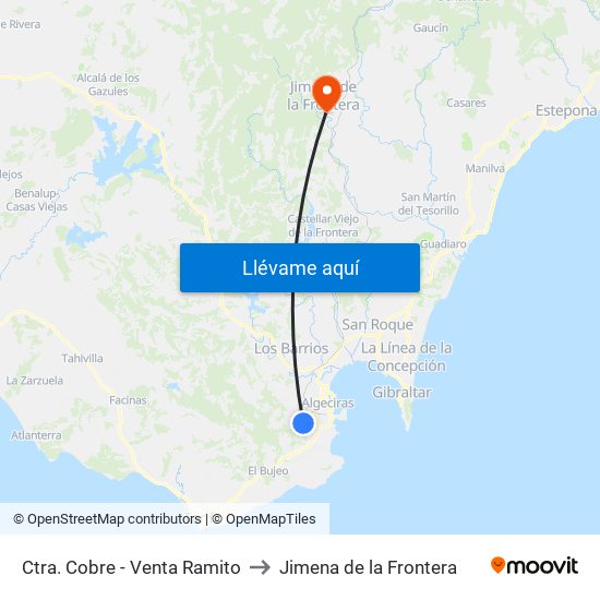 Ctra. Cobre - Venta Ramito to Jimena de la Frontera map