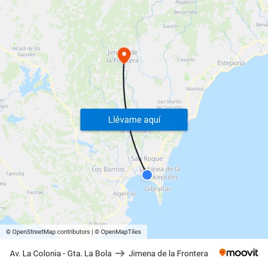 Av. La Colonia - Gta. La Bola to Jimena de la Frontera map