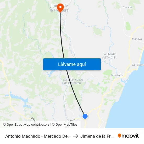 Antonio Machado - Mercado De Abastos to Jimena de la Frontera map