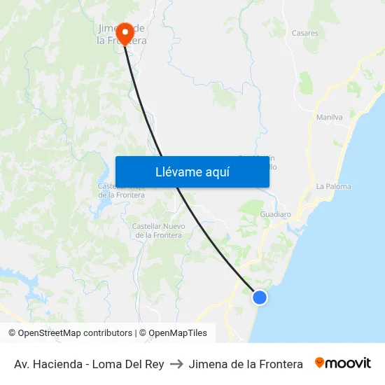 Loma Del Rey (La Alcaidesa) to Jimena de la Frontera map