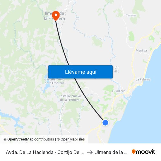 Avda. De La Hacienda - Cortijo De Las Aguzaderas to Jimena de la Frontera map