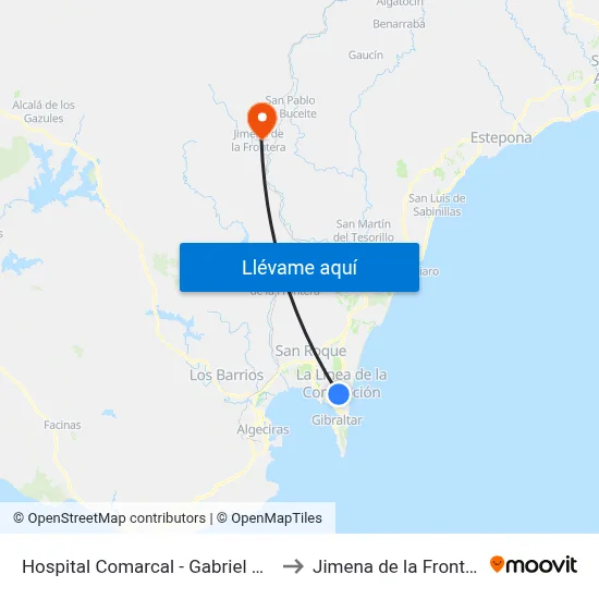 Hospital Comarcal - Gabriel Miró to Jimena de la Frontera map