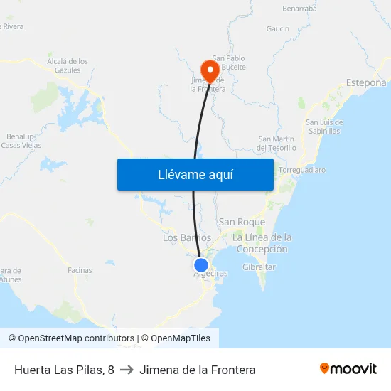 Huerta Las Pilas, 8 to Jimena de la Frontera map
