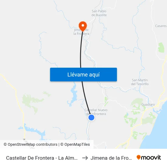 Castellar De Frontera - La Almoraima to Jimena de la Frontera map