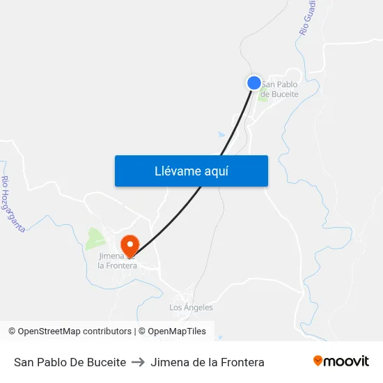 San Pablo De Buceite to Jimena de la Frontera map