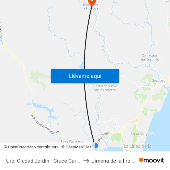 Urb. Ciudad Jardín - Cruce Carrefour to Jimena de la Frontera map