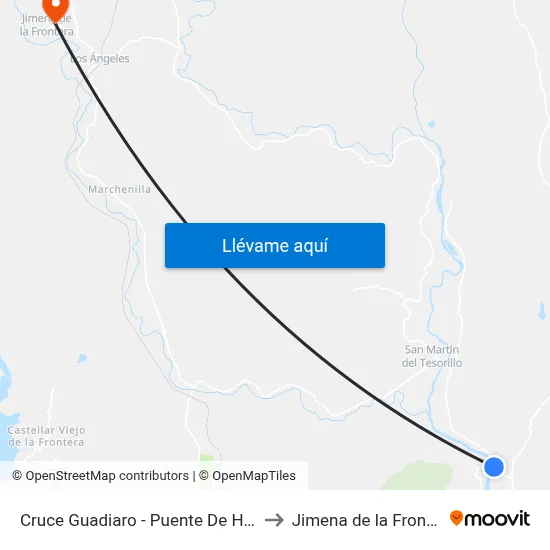 Cruce Guadiaro - Puente De Hierro to Jimena de la Frontera map