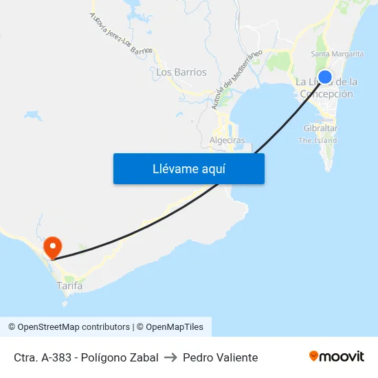 Ctra. A-383 - Polígono Zabal to Pedro Valiente map