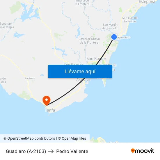 Guadiaro (A-2103) to Pedro Valiente map