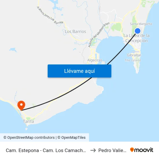 Cam. Estepona - Cam. Los Camachuelos to Pedro Valiente map