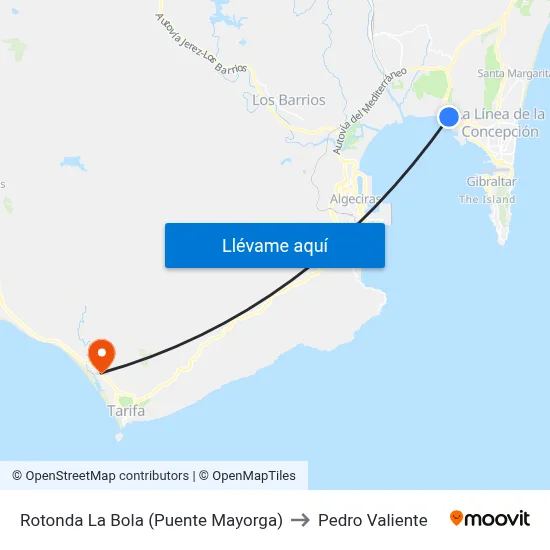 Rotonda La Bola (Puente Mayorga) to Pedro Valiente map