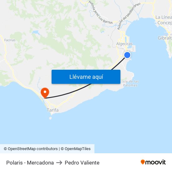 Polaris - Mercadona to Pedro Valiente map