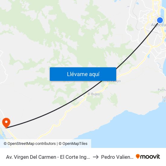 Av. Virgen Del Carmen - El Corte Inglés to Pedro Valiente map