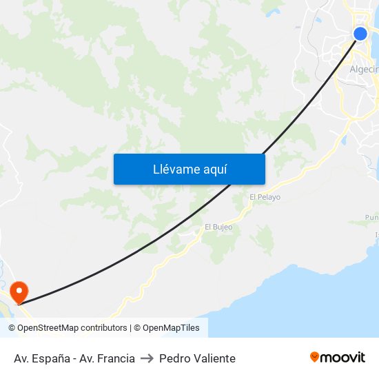 Av. España - Av. Francia to Pedro Valiente map