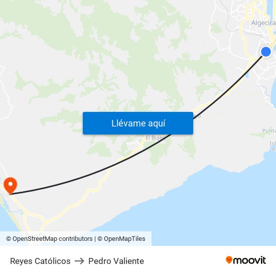 Reyes Católicos to Pedro Valiente map