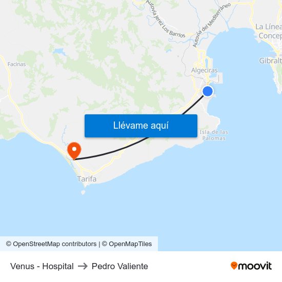 Venus - Hospital to Pedro Valiente map