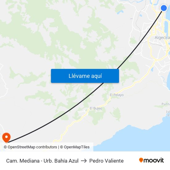Cam. Mediana - Urb. Bahía Azul to Pedro Valiente map