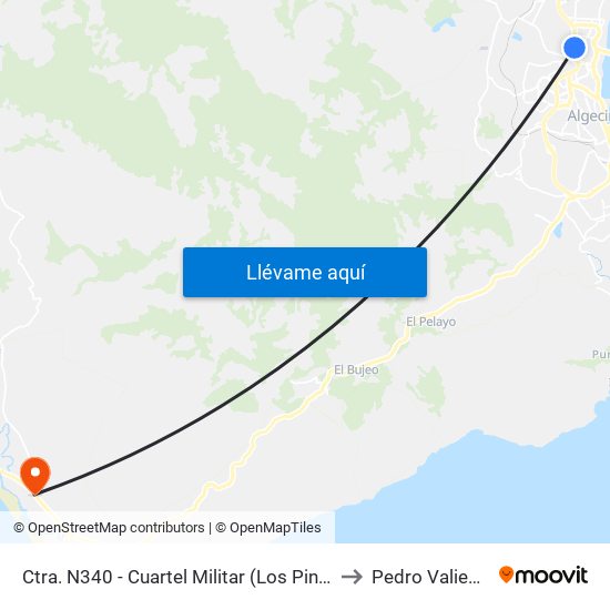 Ctra. N340 - Cuartel Militar (Los Pinos) to Pedro Valiente map