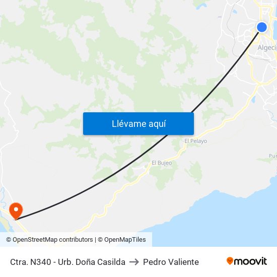 Ctra. N340 - Urb. Doña Casilda to Pedro Valiente map