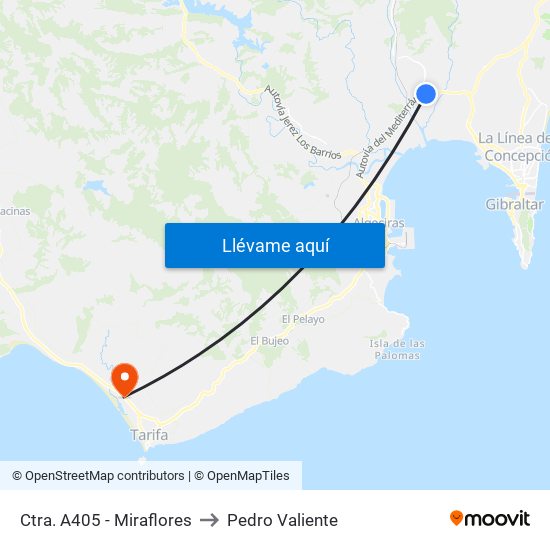Ctra. A405 - Miraflores to Pedro Valiente map