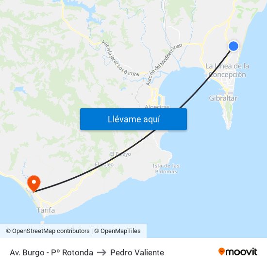 Av. Burgo - Pº Rotonda to Pedro Valiente map