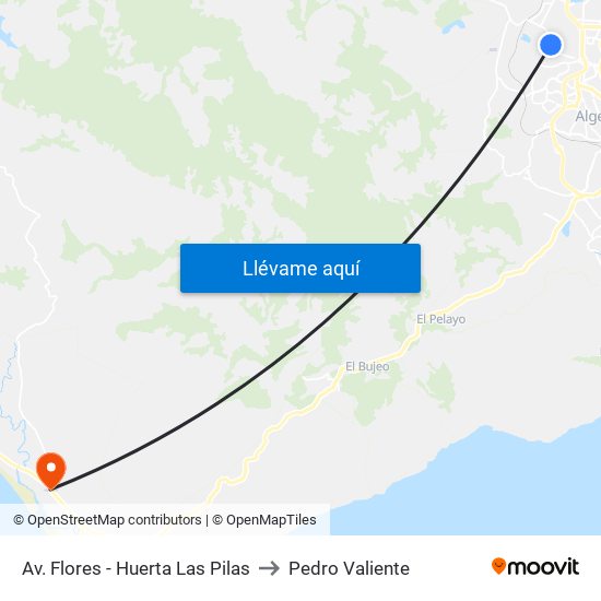 Av. Flores - Huerta Las Pilas to Pedro Valiente map