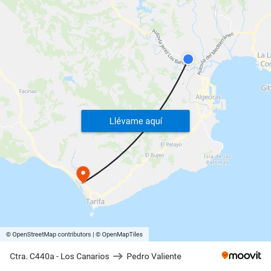 Ctra. C440a - Los Canarios to Pedro Valiente map