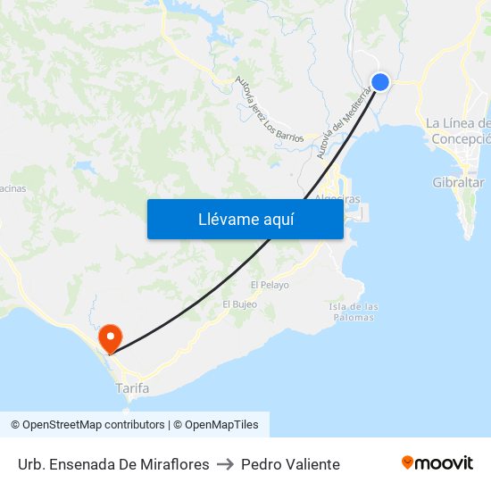 Urb. Ensenada De Miraflores to Pedro Valiente map