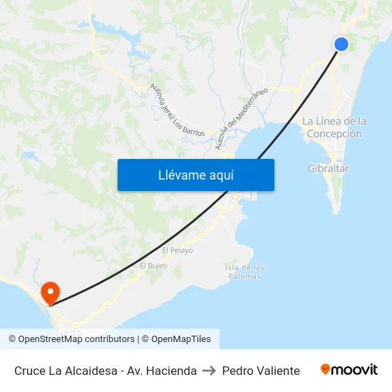 Cruce La Alcaidesa - Av. Hacienda to Pedro Valiente map