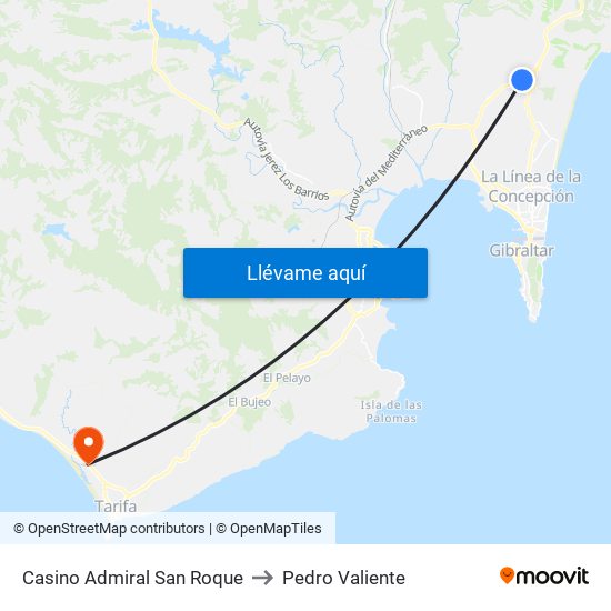 Casino Admiral San Roque to Pedro Valiente map