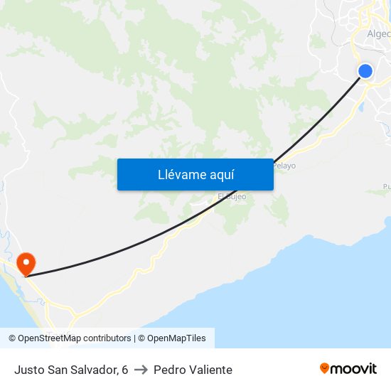 Justo San Salvador, 6 to Pedro Valiente map