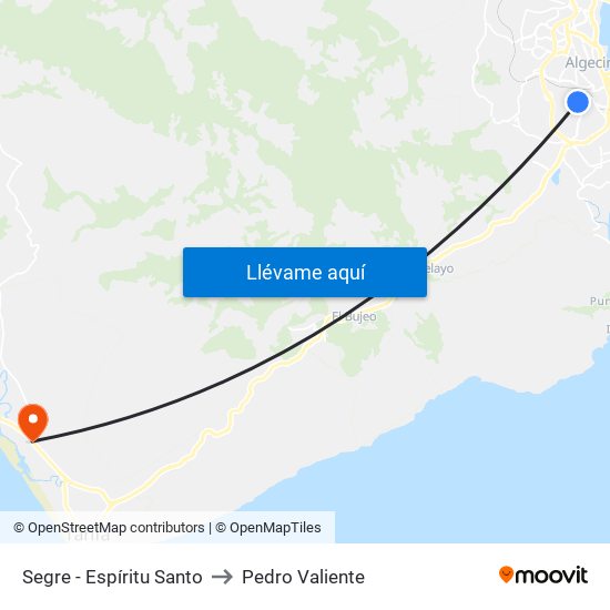 Segre - Espíritu Santo to Pedro Valiente map