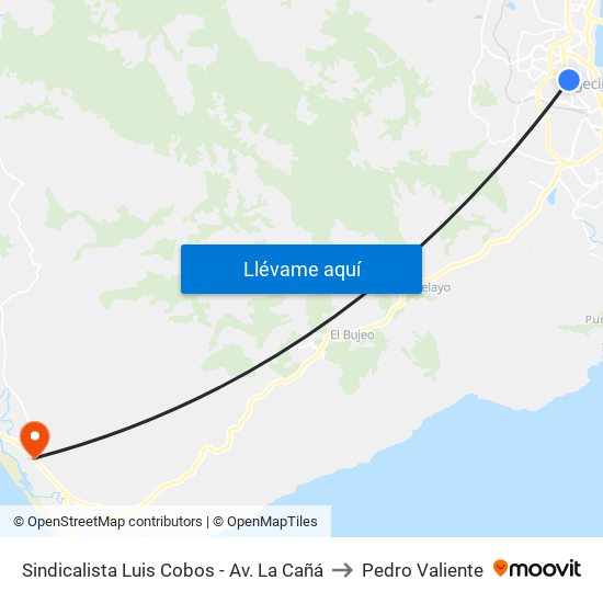 Sindicalista Luis Cobos - Av. La Cañá to Pedro Valiente map