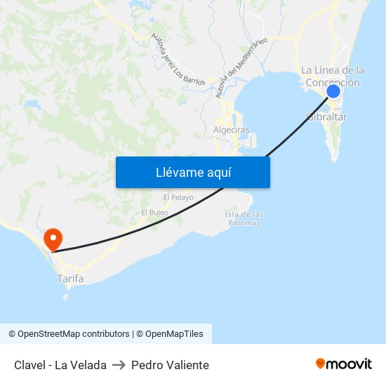 Clavel - La Velada to Pedro Valiente map