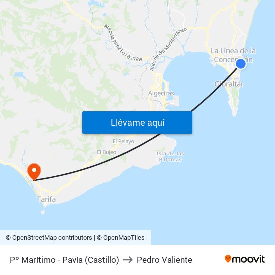 Pº Marítimo - Pavía (Castillo) to Pedro Valiente map