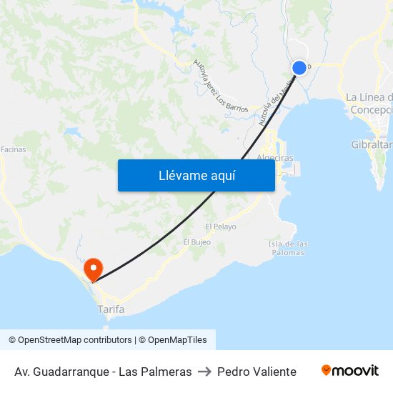 Av. Guadarranque - Las Palmeras to Pedro Valiente map