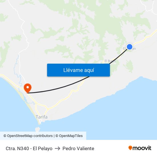 Ctra. N340 - El Pelayo to Pedro Valiente map