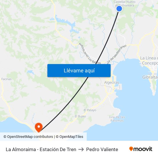 La Almoraima - Estación De Tren to Pedro Valiente map