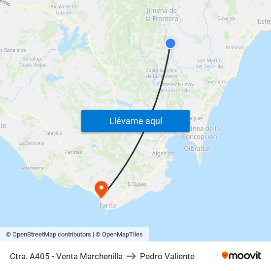 Ctra. A405 - Venta Marchenilla to Pedro Valiente map