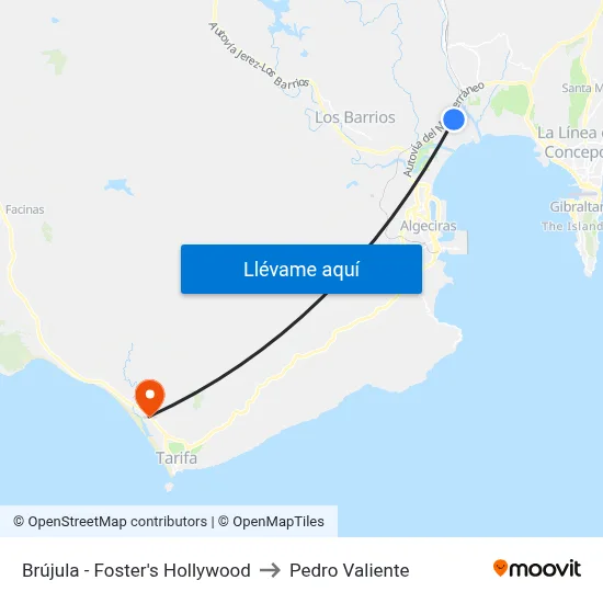 Brújula - Foster's Hollywood to Pedro Valiente map