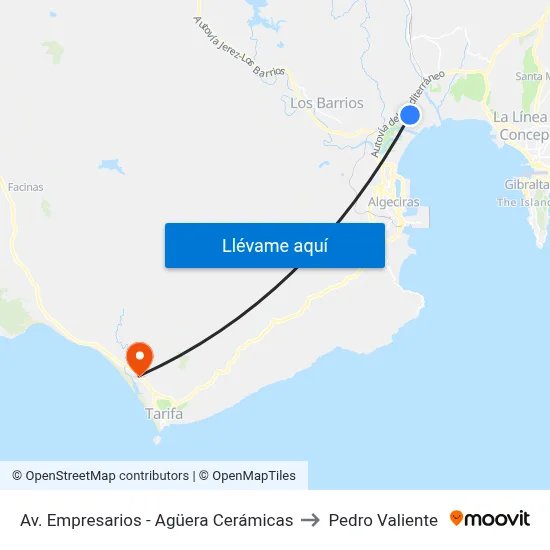 Av. Empresarios - Agüera Cerámicas to Pedro Valiente map