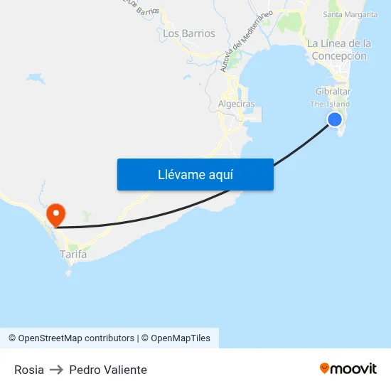 Rosia to Pedro Valiente map